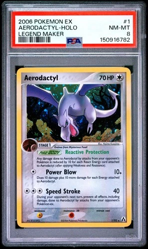 2006 POKEMON EX LEGEND MAKER #1 AERODACTYL-HOLO PSA 8