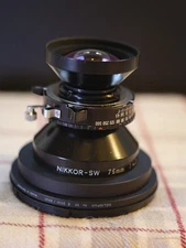 Nikon NIKKOR-SW 75mm f4.5 Wide Angle Large Format Lens. Covers 4x5. Caps. MINT
