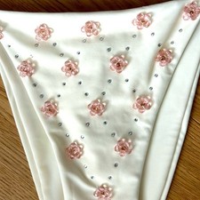 NWT 98 DEVON WINDSOR Giada crystals embroidery BIKINI bottom L
