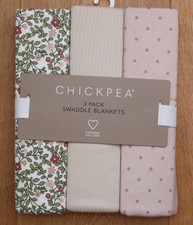 Chickpea Super Soft 3 Pack Swaddle Blanket Floral Print Polka Dots 30" x 40"
