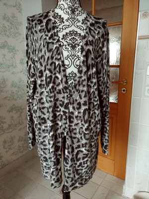Ulla Popken, 50/52, Selection, Strickjacke, Leoprint, schwarz, weiss, neu