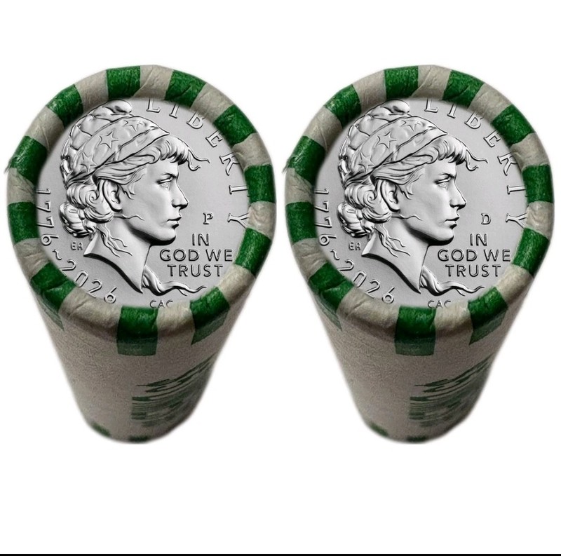 America 250 EMERGING LIBERTY DIMES 1776–2026 Uncirculated Rolls P & D Mint Pair