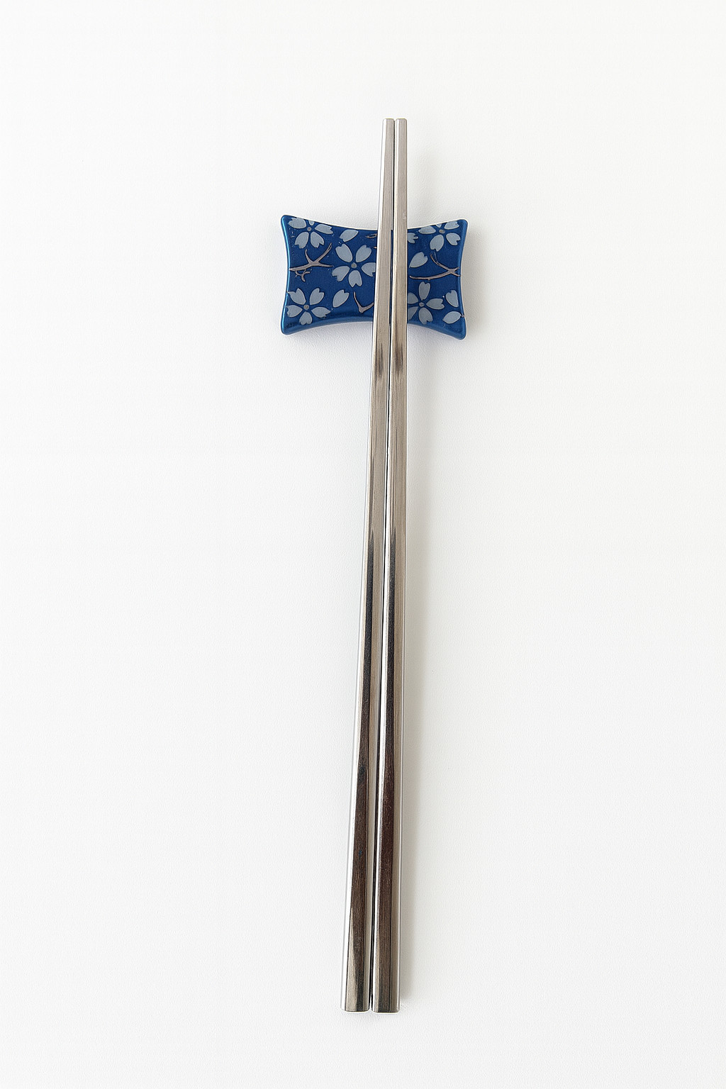 Lot 10 Ceramic Chopstick Rests-Blue Floral Design-New No Tags-Daiso Japan