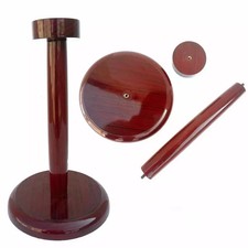 Wooden Helmet Display Stand Medieval Armor Holder  Handcrafted Red/Brown Base