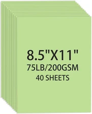 Cardstock 8.5 X 11, 40 Sheets Light Green Card Stock, 75lb/ 200gsm Copy Paper,Ca
