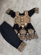 Little Girls Shalwar Kameez Pakistani Size 2- 3 Years Black Gold Embroidery