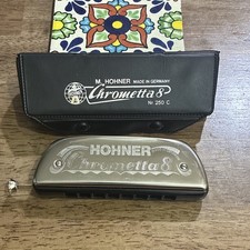HOHNER Chrometta 8 Chromatic Harmonica Key of C Nr. 250 Round Hole w/ Case