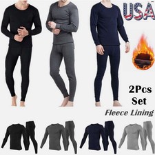 Men's Fleece Lined Long Johns Thermal Underwear Base Layer Set for Cold Weather