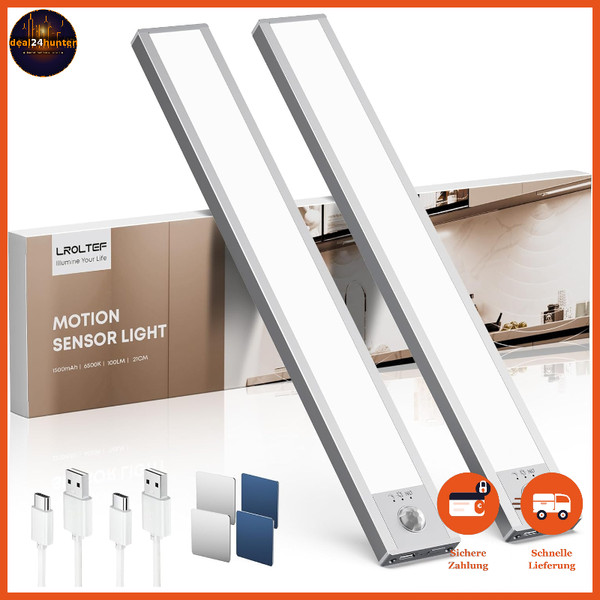 Led Schrankbeleuchtung Dimmbar Mit Bewegungsmelder 21Cm Aufladbar 2 StüCk-image
