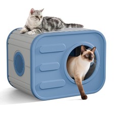 Outdoor Cat House, Outside Cat Shelter with Dual Ventilation Waterproof Resin...