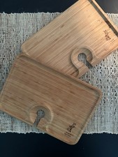 10&rdquo;x7&rdquo; Set Of 2 Bamboo Charcuterie Wine Appetizer Snack Trays