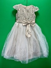Girl  s Formal Dress Size 7  8 Ivory Champagne Tulle Beaded New