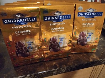 18 Packs Of 4.1 Oz Ghirardelli Caramel Milk Chocolate Snowmen Expires 3/31/26