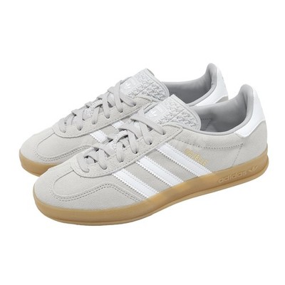 adidas gazelle silver green womens Adidas Gazelle Indoor Shoes in Grey Two / Cloud White / Gold Metallic main image 1