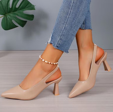 NEW Women's Pointed Toe Stiletto Slip-On Mules Elegant Glossy Synthetic Cover