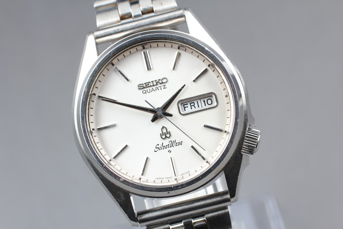 Exc+5] Vintage Seiko Silver Wave 7546-8010 Quartz Mens Watch