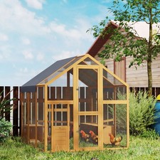 PawHut Hühnerstall 3,07㎡ 1,7x1,8x1,8 m Freilaufgehege Holz mit wasserdicht Tuch