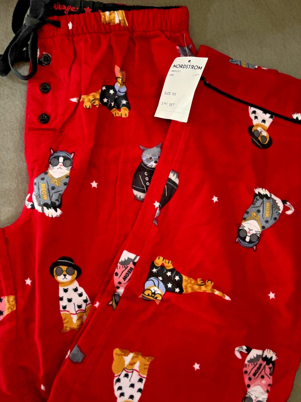 NWT PJ Salvage Women's Fluff You Cotton Flannel PJ Set in Red XS