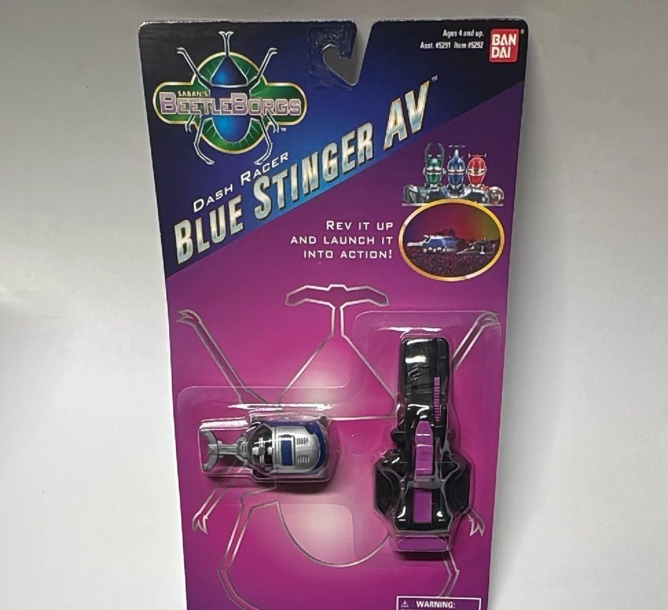 1996 Beetleborgs Dash Racer Blue Stinger AV Bandai Mint Sealed Vintage Toy - Image 3 of 4