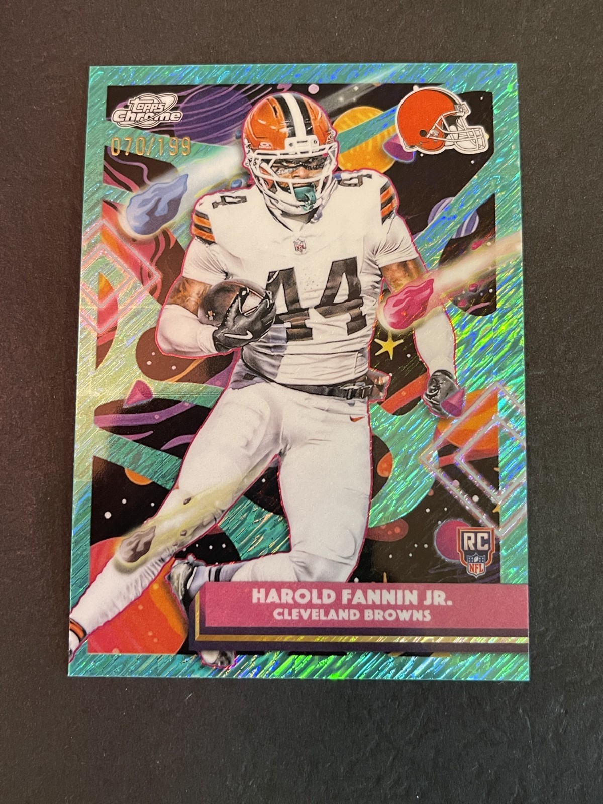 Harold Fannin Jr. 2025 Topps Cosmic Chrome Aqua Space Dust RC /199