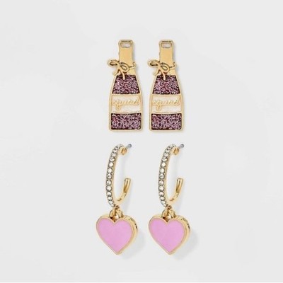 SUGARFIX by BaubleBar Statement-Ohrring-Set ''Yes Way Rose'' - Rosa, Neu mit Etikett