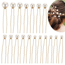 18 Pieces Bridal Hair Accessories Wedding Pearls Hair Pins U Shaped Pearl Clips