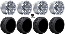 GTW Spyder 12" Golf Wheels Silver Brush 215x50 Cruze Tires Yamaha