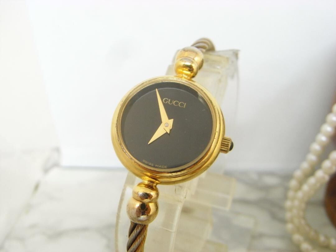 GUCCI 2700.2.L Watch Bangle Quartz Women's Black Dial Gold GUCCI 2700.2.L Watch Bangle Quartz Women's Black Dial Gold