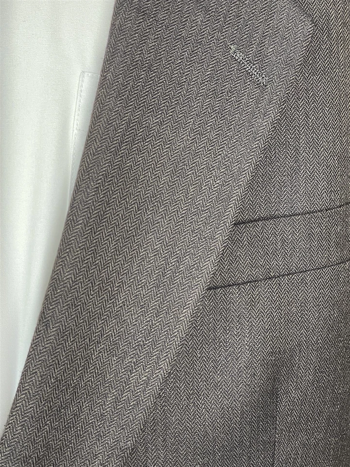 VTG Givenchy 48L USA MADE Dark Brown Herringbone 100% Wool 2Btn Blazer Jacket - Image 3 of 4