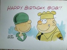 MORT WALKER SIGNED ORIGINAL COLOR ARTWORK ON 15x20 BOARD   RARE    BEETLE+SARGE