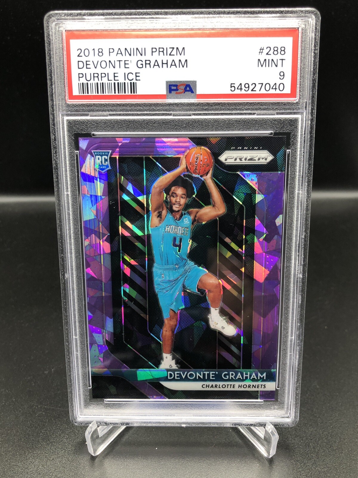 2018-19 Panini Prizm Purple Ice DEVONTE GRAHAM RC Rookie #288 /149 PSA 9 Mint