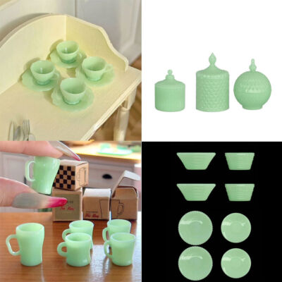 1:6 Miniature Cup Plate Dishes Bowls Set Kitchen Tableware Dollhouse Accessories
