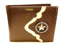 Western Style Star Brown Color Bi-Fold Men's Wallet