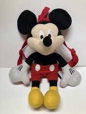 Mickey Mouse Backpack Plush Disney Stuffed Animal Bag Adjustable Straps.