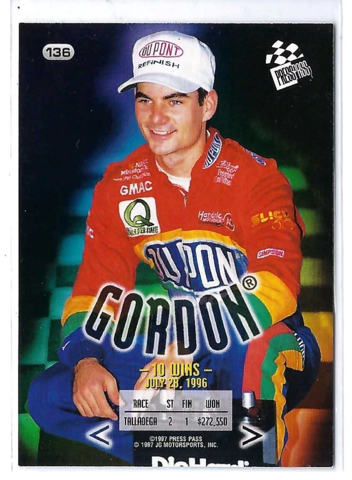 1997 Press Pass 10 Wins June 16, 1996 'Blue' Jeff Gordon - Image 2 of 2