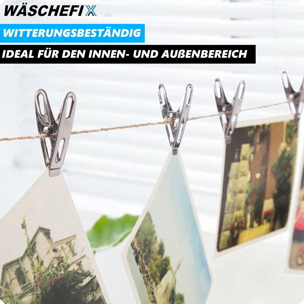 Hahiyo Wäscheklammern Aus Edelstahl | Schonend & Windfest | 7 Stück | Für Babykleidung & Empfindliche Stoffe