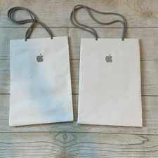 2 Apple Store Logo Gift Bag - 11 3/8" x 8" x 5 1/8" - Circular-Knit Paper Handle
