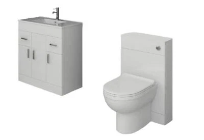 VEEBATH Vanity Unit with Combined Sink & Toilet Bathroom Suite Furniture WC Set 1400mm