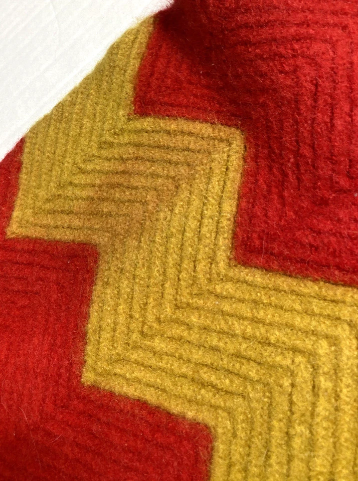 Vintage Chevron Boiled Wool Afghan Blanket Scatter Rug Lap Thick Quilt Zigzag - Image 4 of 4