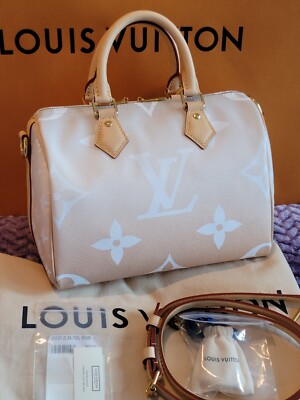 Louis Vuitton Speedy 25 By The Pool Creme Mist Gray Giant Monogram