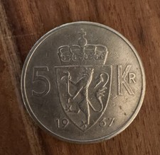 5 Kronen 1967 Norwegen Norwegische M&uuml;nze