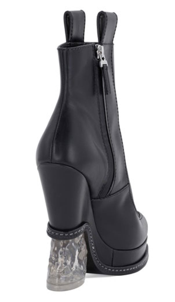 FENDIブーツ Fendi Black Leather Ice Heel Wedge Ankle Boots Z4108 Women's