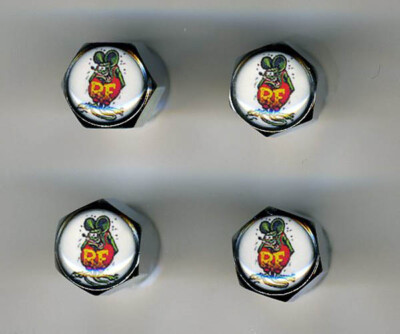 Rat Fink 4 Chrome Plated Brass Tire Valve Caps Car Bike Golf Carts