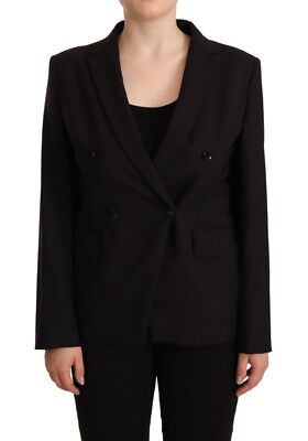 TONELLO Jacket Double Breasted Black Long Sleeves Blazer IT46/US12/XL RRP $700