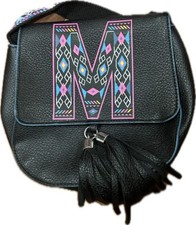 Justice Girls Black Aztec Initial  M  Purse NWT Back to School 