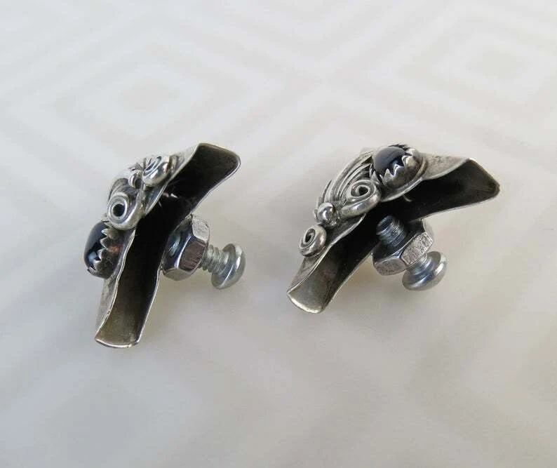 Сказочный индейский 935 аргентинский серебристый черный оникс отшелушивающие наконечники для воротника - Изображение 4 из 4