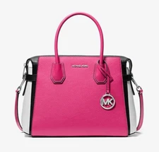 MICHAEL KORS MERCER MEDIUM TOP ZIP BELTED SATCHEL SHOULDER BAG NWT DRAGON FRUIT