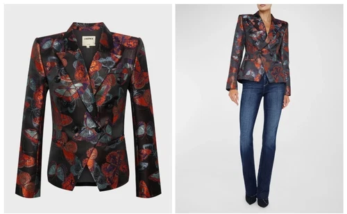 NEU L'AGENCE Marie Zweireiher Blazer Multi Schmetterling Jacquard - Bild 2 von 6