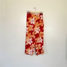SALE Red Tommy Bahama Vintage Floral Silk Cropped Pants Size 2 EUC