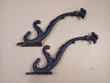 Vintage Pair Cast Iron Painted Black Wall Mounted Hooks/Coat Hangers Preowned